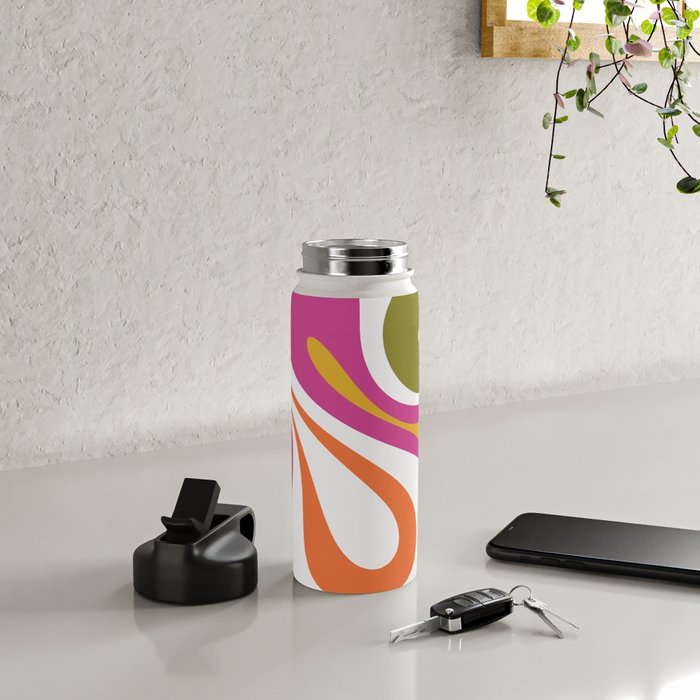 Retro Mod Swirl Vintage Contemporary Abstract Pattern Water Bottle Gallery Image 4