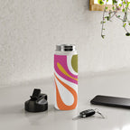 Retro Mod Swirl Vintage Contemporary Abstract Pattern Water Bottle Gallery Image 4