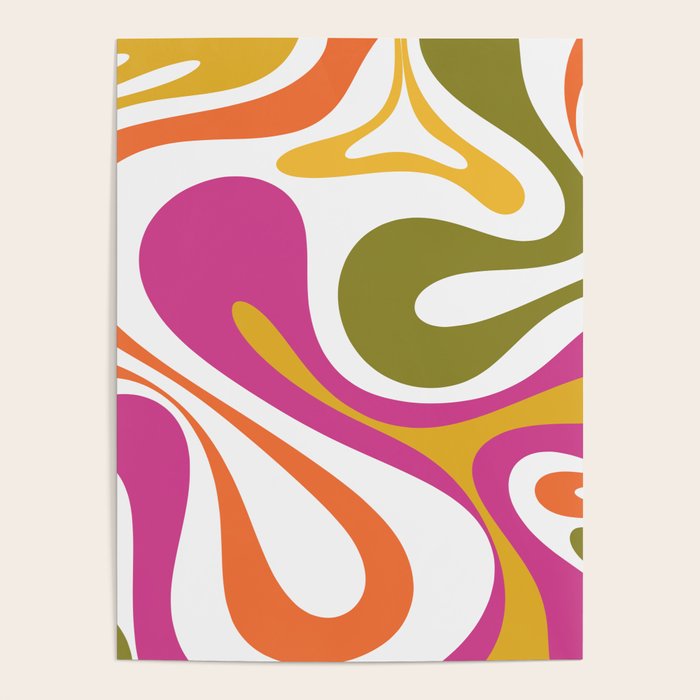Retro Mod Swirl Vintage Contemporary Abstract Pattern Poster Gallery Image 1