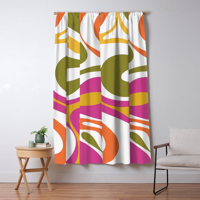 Retro Mod Swirl Vintage Contemporary Abstract Pattern Window Curtain Gallery Image 1