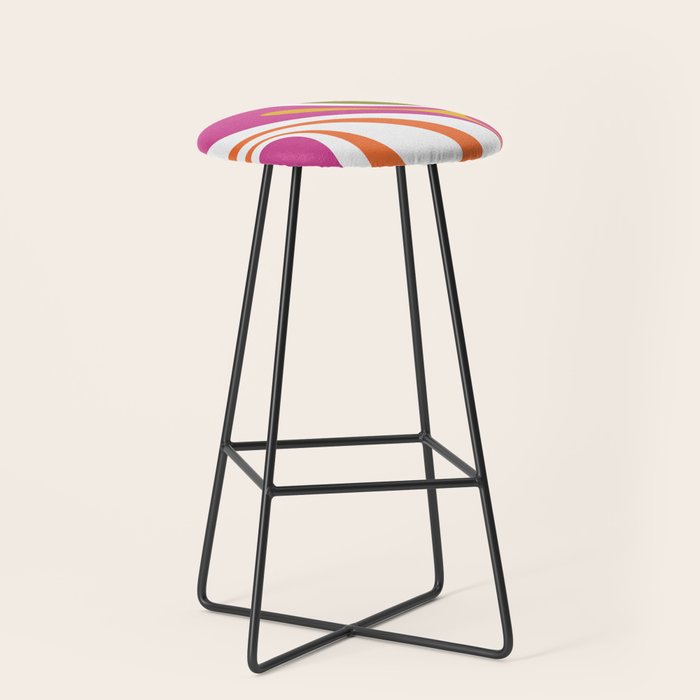 Retro Mod Swirl Vintage Contemporary Abstract Pattern Stool Gallery Image 1