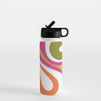 Retro Mod Swirl Vintage Contemporary Abstract Pattern Water Bottle Gallery Image 1