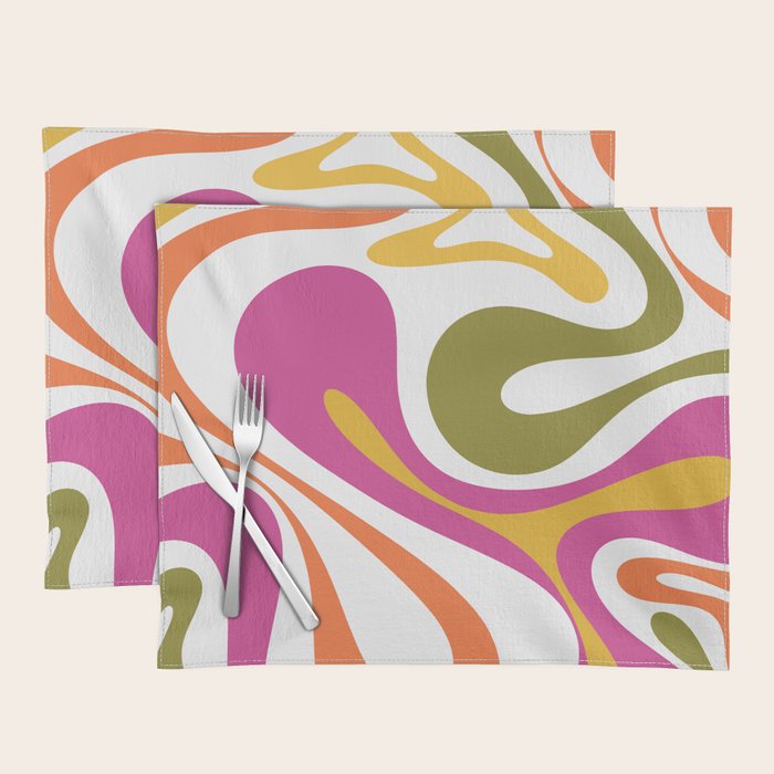 Retro Mod Swirl Vintage Contemporary Abstract Pattern Placemat Gallery Image 1