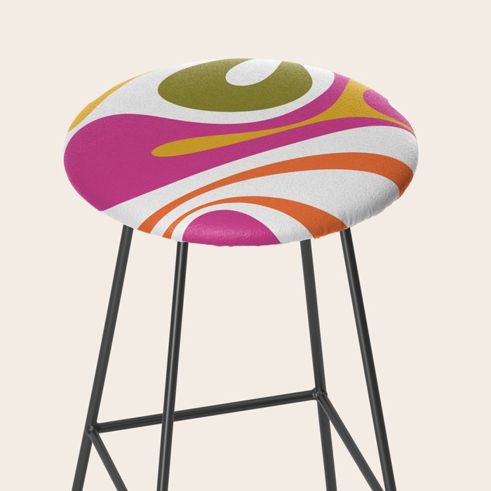 Retro Mod Swirl Vintage Contemporary Abstract Pattern Stool Gallery Image 2