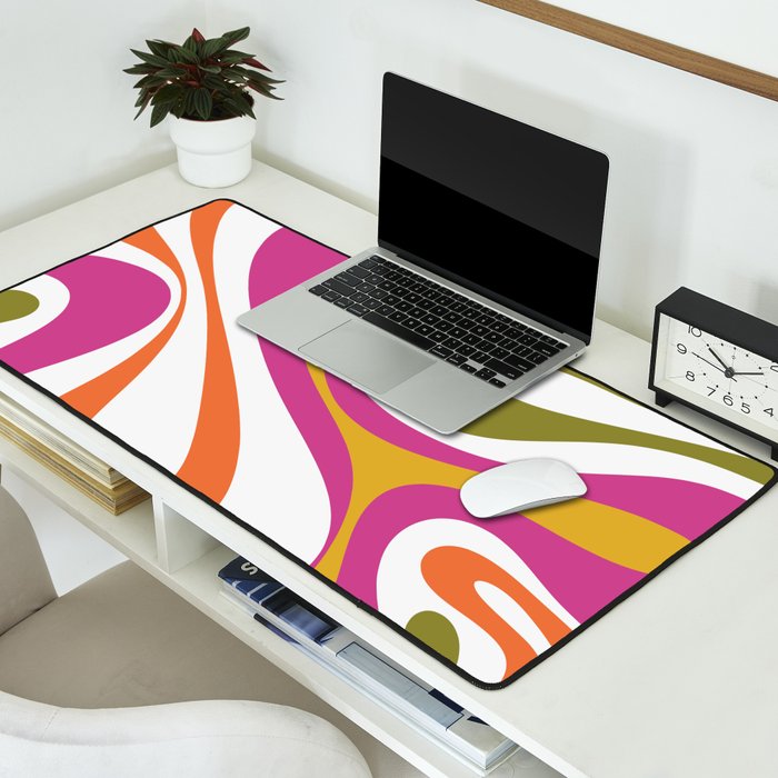Retro Mod Swirl Vintage Contemporary Abstract Pattern Desk Mat Gallery Image 2