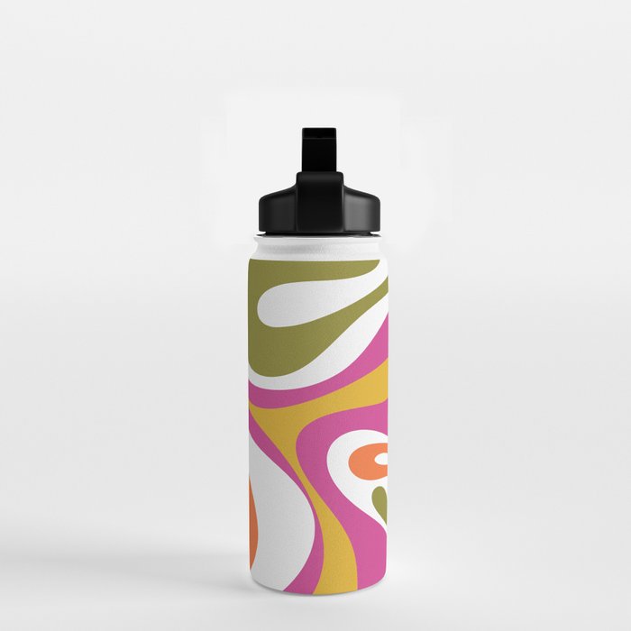 Retro Mod Swirl Vintage Contemporary Abstract Pattern Water Bottle Gallery Image 2