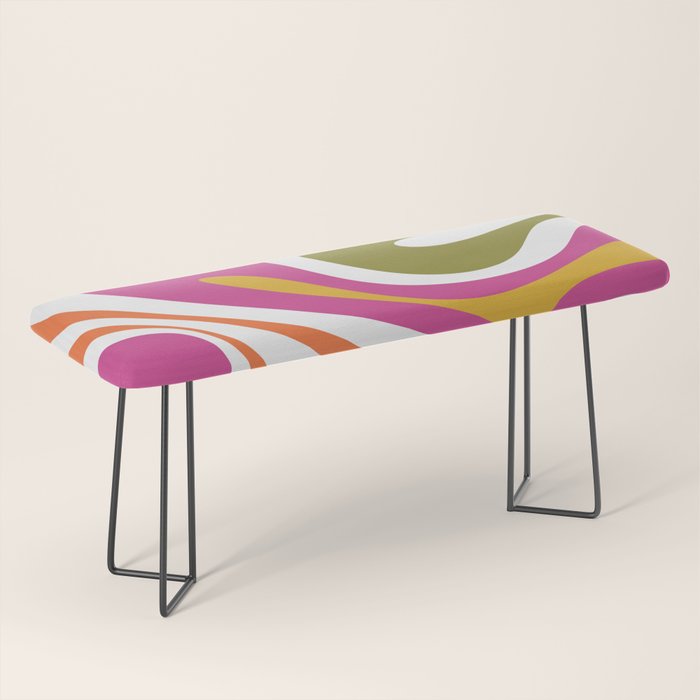 Retro Mod Swirl Vintage Contemporary Abstract Pattern Bench Gallery Image 1