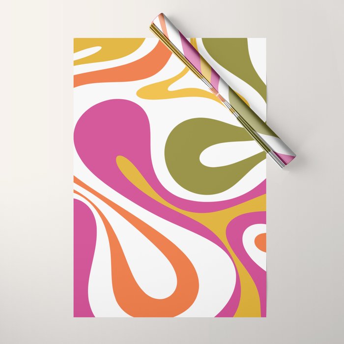 Retro Mod Swirl Vintage Contemporary Abstract Pattern Wrapping Paper Gallery Image 1