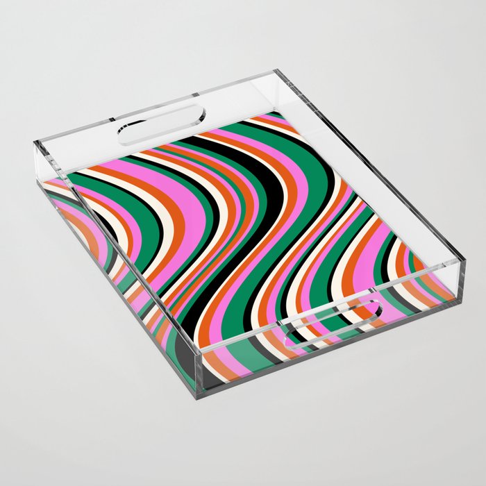 Wavy Stripes XIV - Bold Retro Acrylic Tray Gallery Image 1