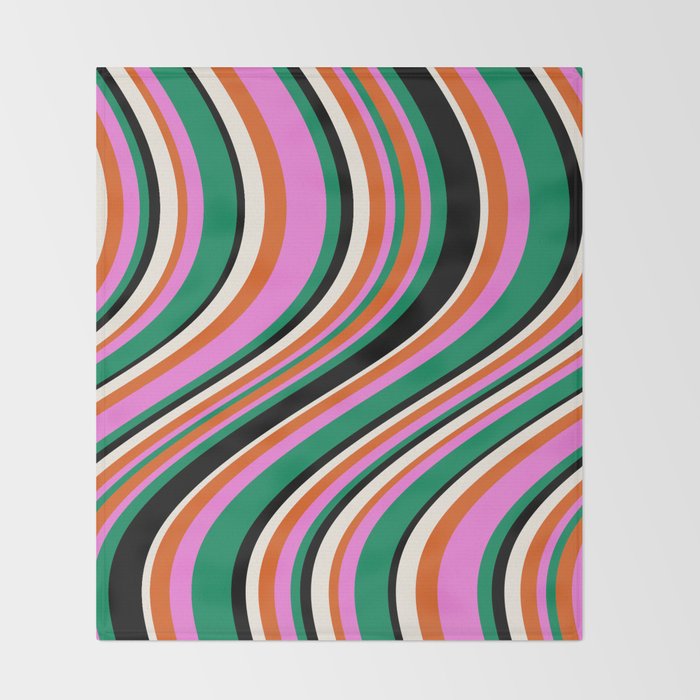 Wavy Stripes XIV - Bold Retro Throw Blanket Gallery Image 2