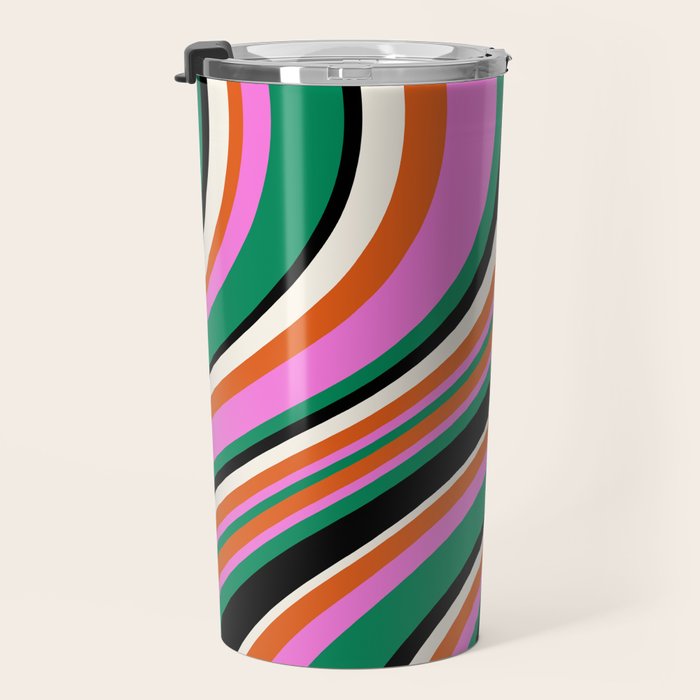 Wavy Stripes XIV - Bold Retro Travel Mug Gallery Image 3