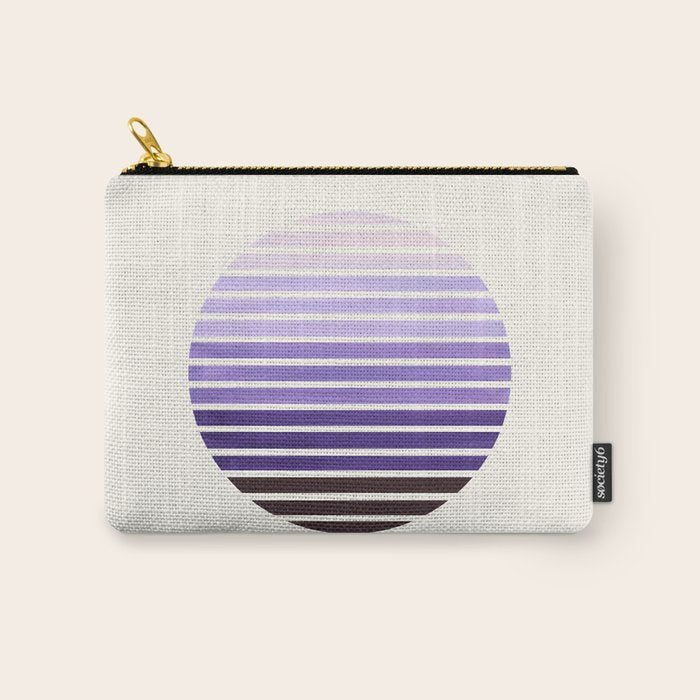 Purple Mid Century Modern Minimalist Scandinavian Colorful Stripes Geometric Pattern Round Circle Fr Carry All Pouch Gallery Image 1