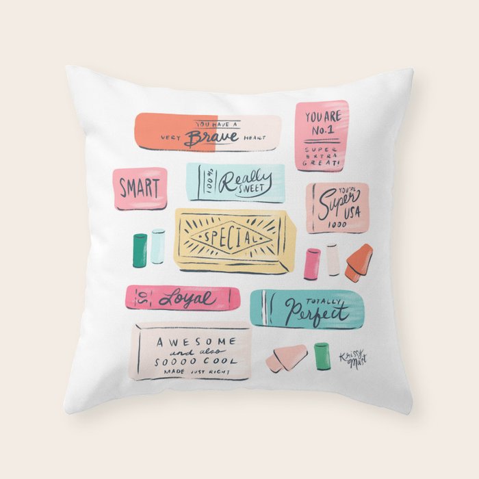 Positive Affirmation Erasers  Throw Pillow Gallery Image 1