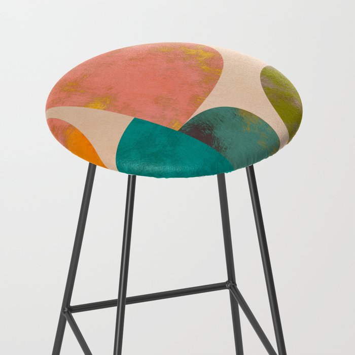 abstract painterly mid century shapes Stool Gallery Image 2