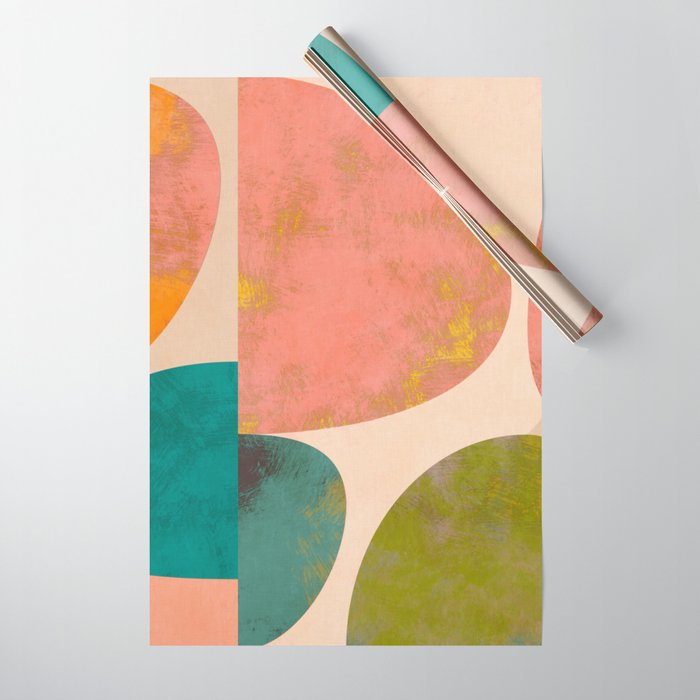 abstract painterly mid century shapes Wrapping Paper Gallery Image 1