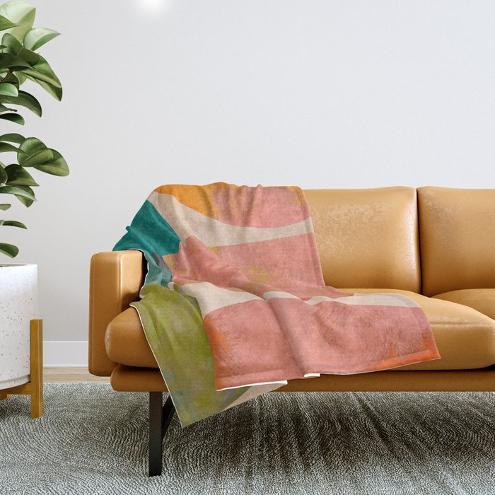 abstract painterly mid century shapes Throw Blanket Gallery Image 1
