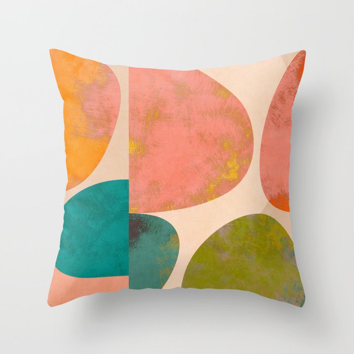 abstract painterly mid century shapes Throw Pillow Gallery Image 1