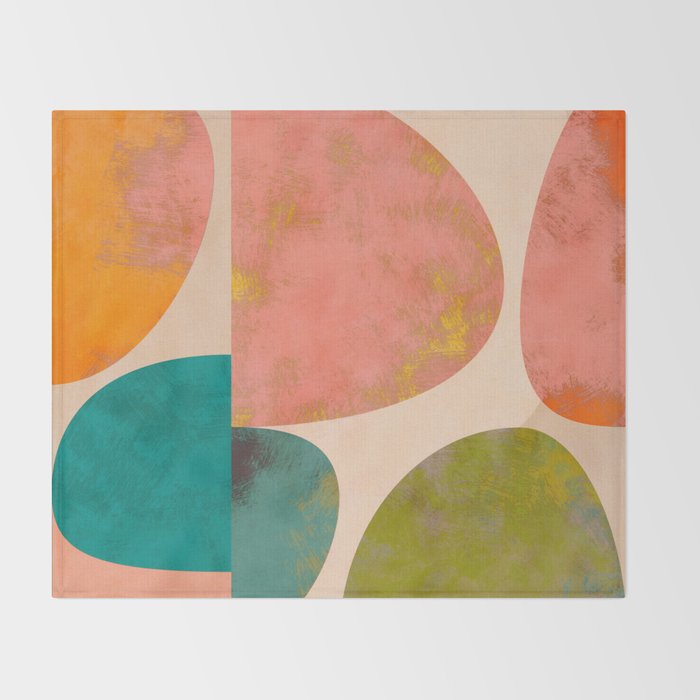 abstract painterly mid century shapes Throw Blanket Gallery Image 2
