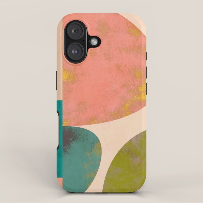 abstract painterly mid century shapes iPhone Case Gallery Image 1