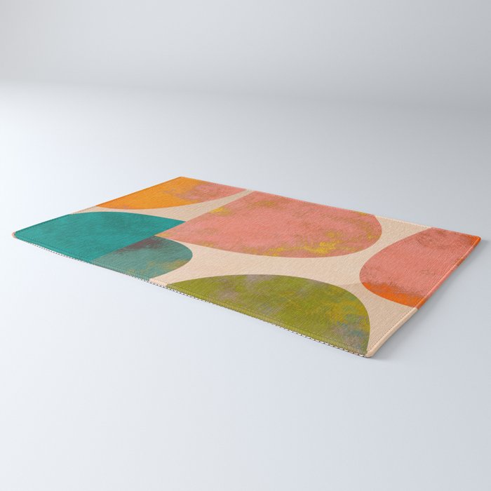 abstract painterly mid century shapes Rug Gallery Image 3
