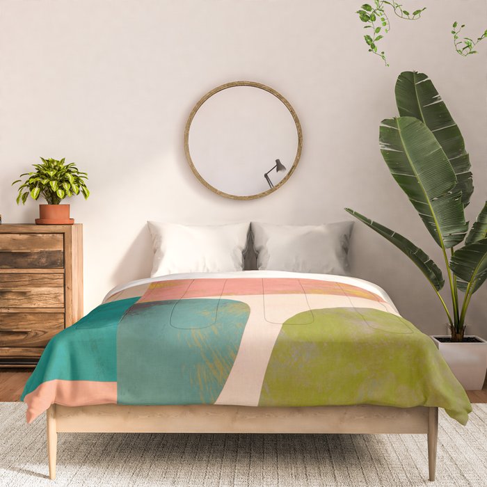 abstract painterly mid century shapes Comforter Gallery Image 3