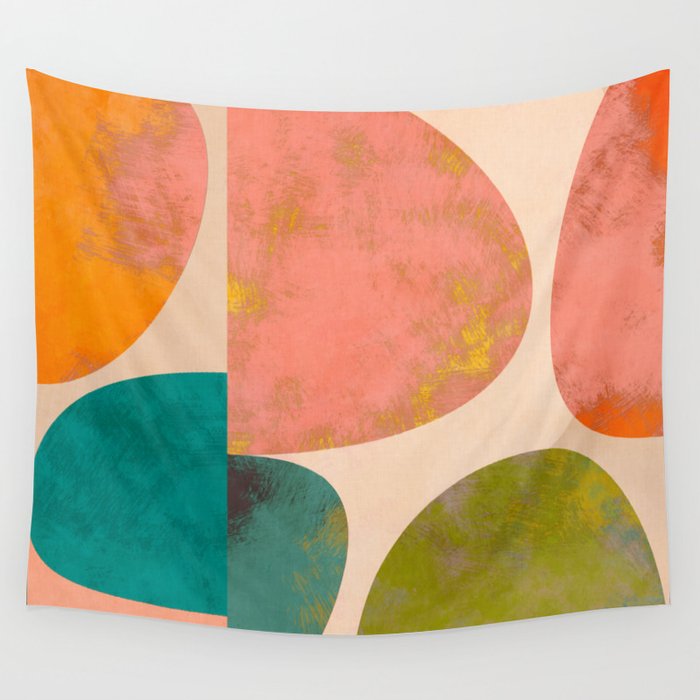 abstract painterly mid century shapes Wall Tapestry Gallery Image 4
