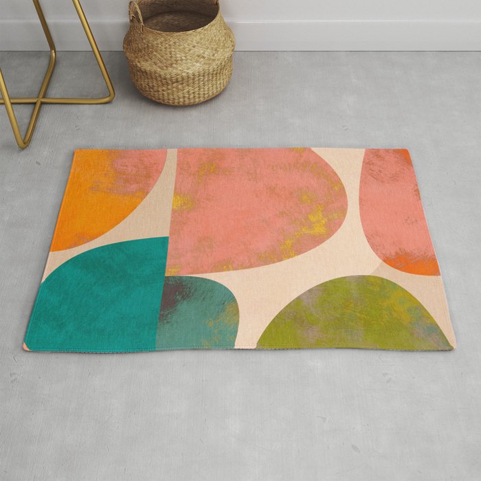 abstract painterly mid century shapes Rug Gallery Image 1