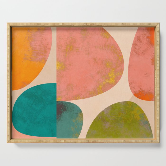 abstract painterly mid century shapes Serving Tray Gallery Image 1