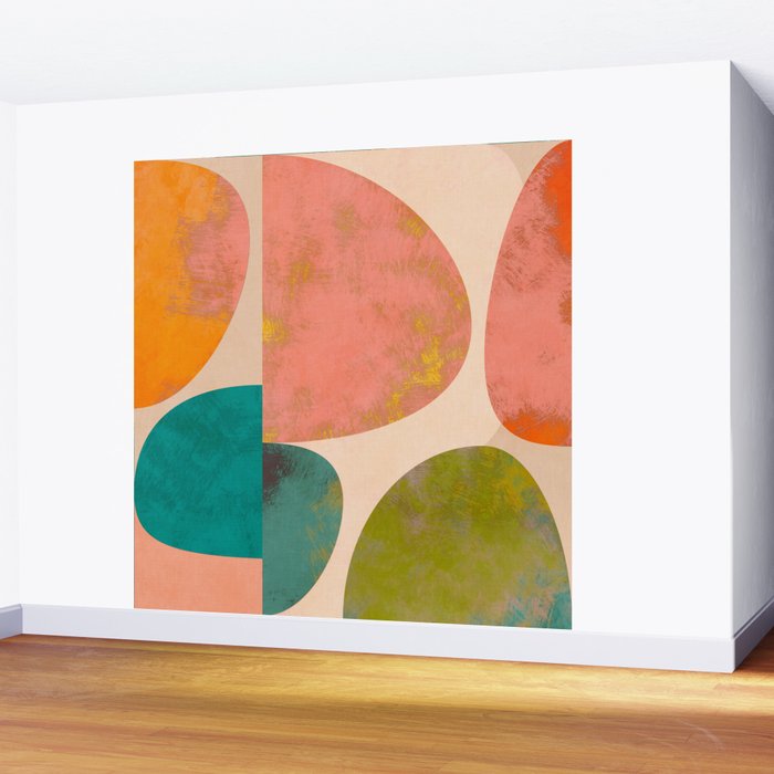 abstract painterly mid century shapes Wall Mural Gallery Image 2