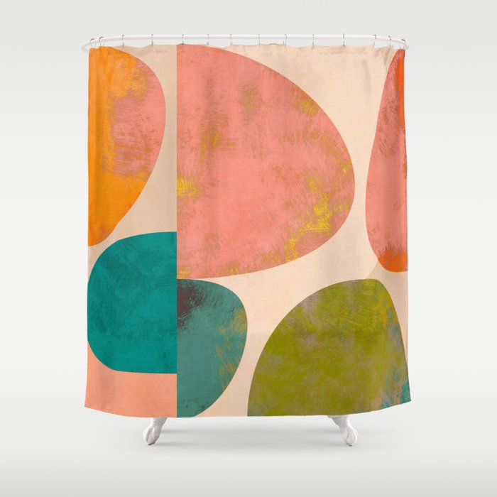 abstract painterly mid century shapes Shower Curtain Gallery Image 1