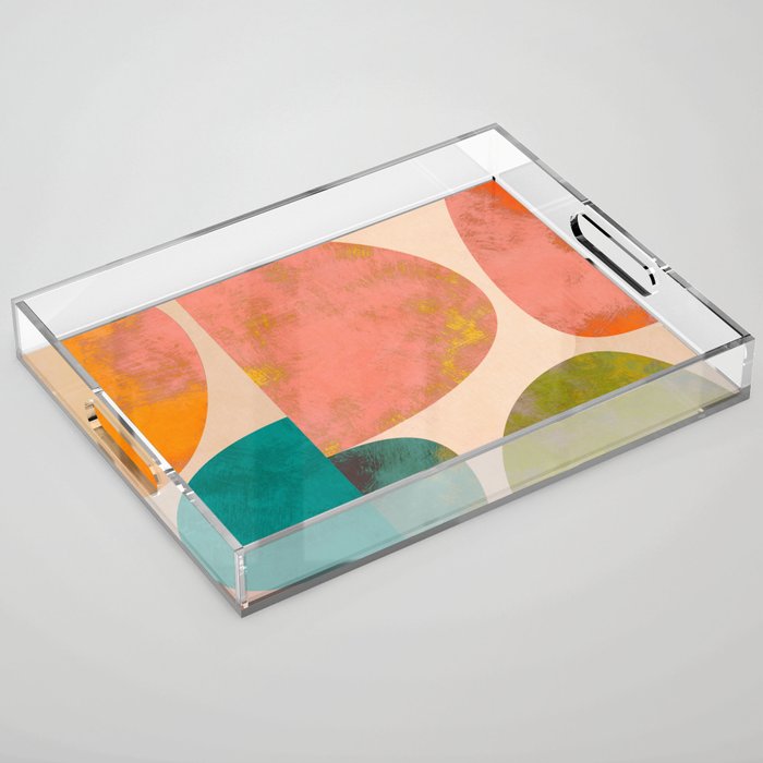 abstract painterly mid century shapes Acrylic Tray Gallery Image 1