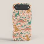 Folk Floral Dinosaurs in Pink iPhone Case Gallery Image 2