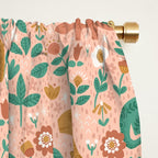 Folk Floral Dinosaurs in Pink Window Curtain Gallery Image 2