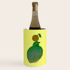 Fat Round Bird and Orange - Green and Yellow Wine Chiller Gallery Image 1