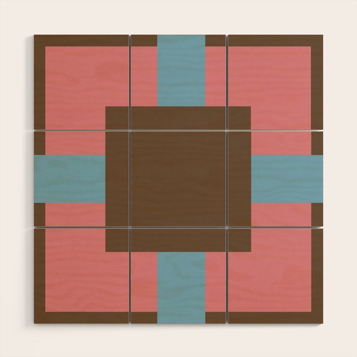Geometric Warm Revival Block Wood Wall Art Gallery Image 1