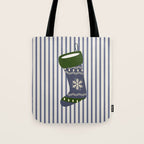 Christmas Stocking Blue Tote Bag Gallery Image 1