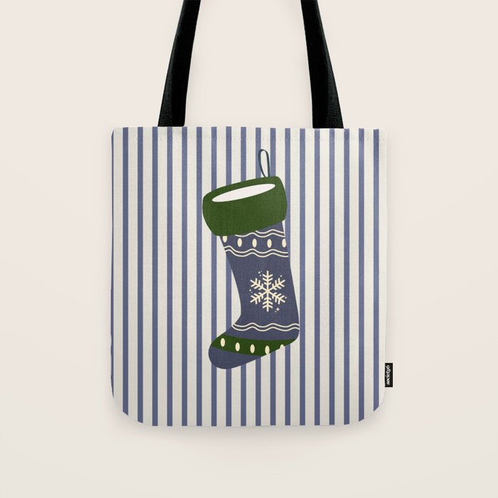 Christmas Stocking Blue Tote Bag Gallery Image 1