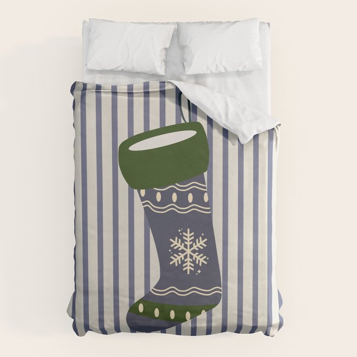 Christmas Stocking Blue Duvet Cover Gallery Image 6