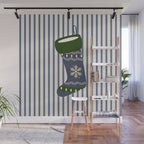 Christmas Stocking Blue Wall Mural Gallery Image 1