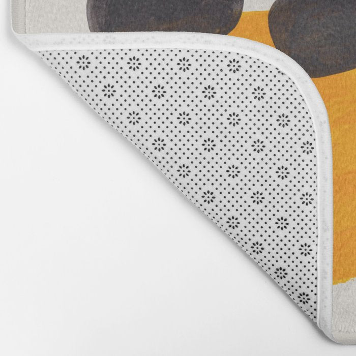 Minimalist Modern Mid Century Colorful Abstract Shapes Primary Colors Yellow Orange Blue Bubbles Bath Mat Gallery Image 2