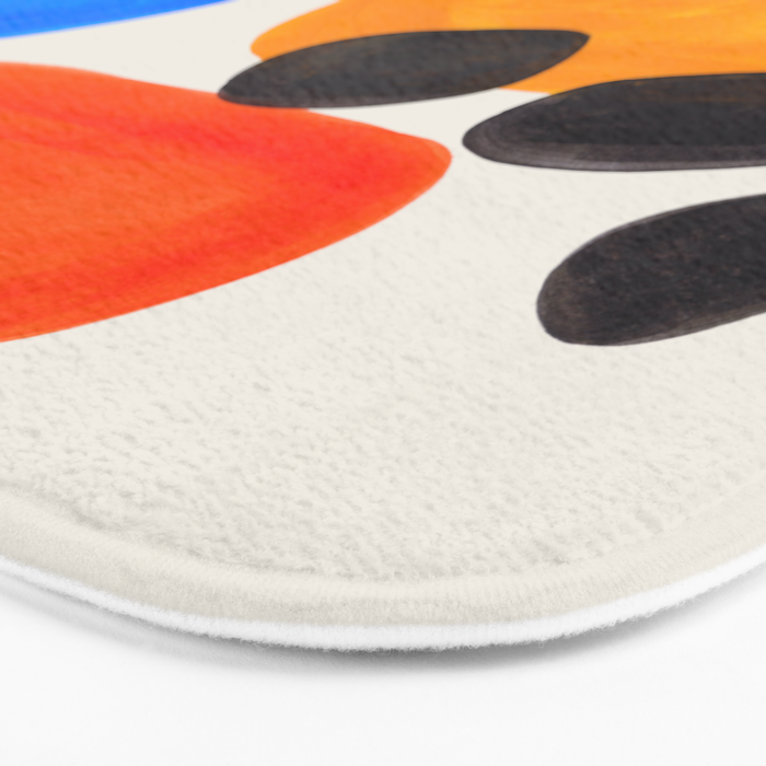 Minimalist Modern Mid Century Colorful Abstract Shapes Primary Colors Yellow Orange Blue Bubbles Bath Mat Gallery Image 3