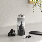 Mountain Lake Forest Black and White Nature Photography Water Bottle Gallery Image 4