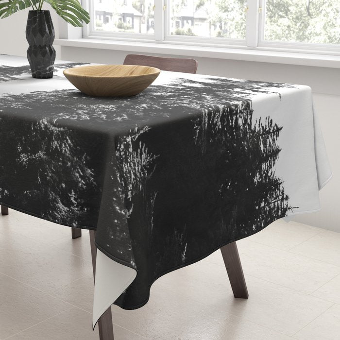 Mountain Lake Forest Black and White Nature Photography Tablecloth Gallery Image 3