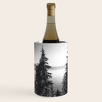 Mountain Lake Forest Black and White Nature Photography Wine Chiller Gallery Image 1