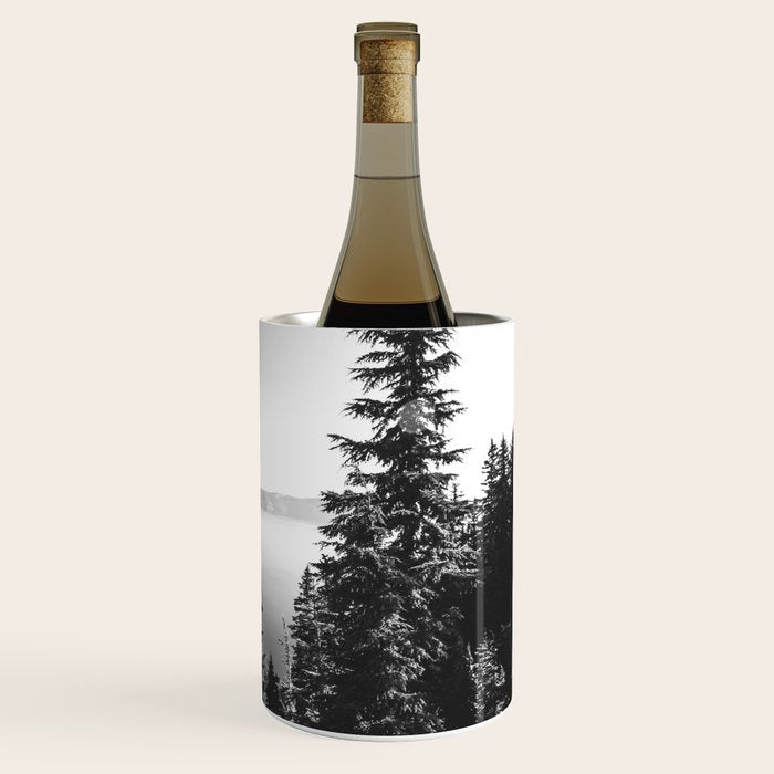 Mountain Lake Forest Black and White Nature Photography Wine Chiller Gallery Image 3