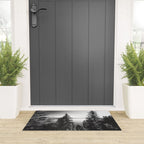 Mountain Lake Forest Black and White Nature Photography Welcome Mat Gallery Image 3
