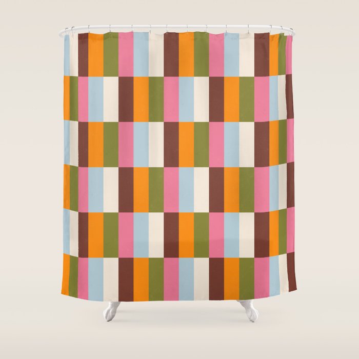 Color Block Stripes Shower Curtain Gallery Image 1