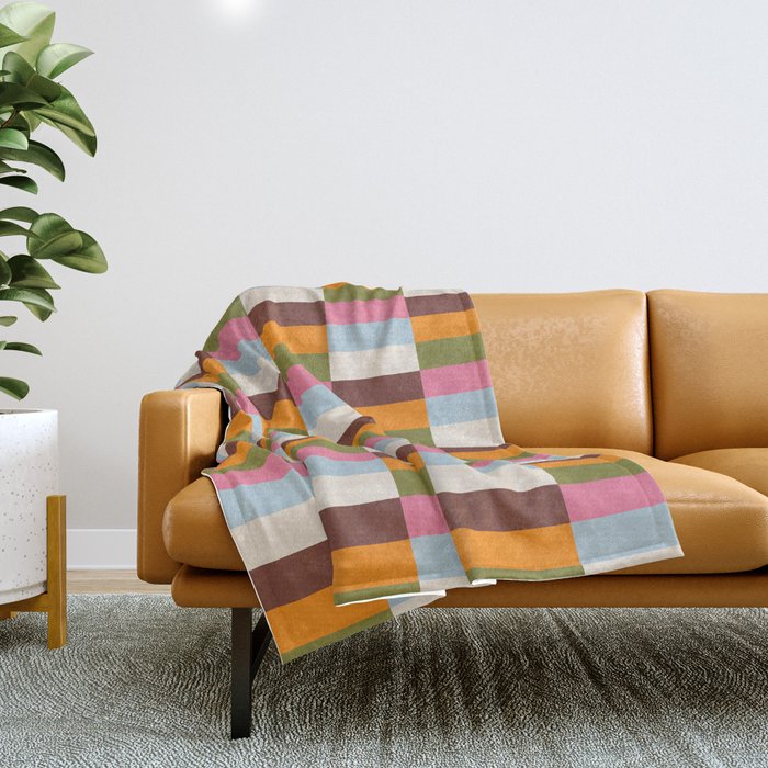 Color Block Stripes Throw Blanket Gallery Image 1
