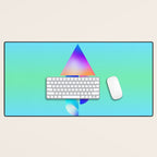 Space Ship Vibrant Blue-Green Colors Minimalist Modern Abstract Illustration  Desk Mat Gallery Image 1