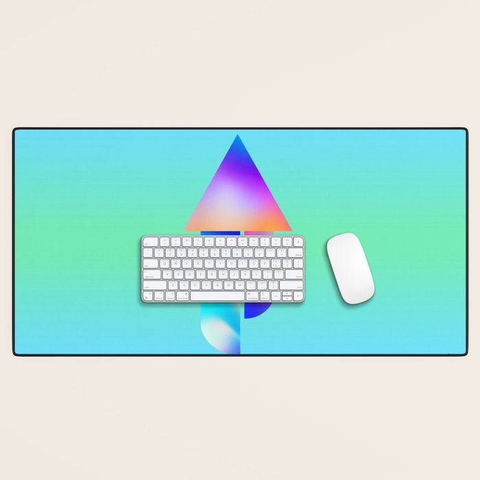 Space Ship Vibrant Blue-Green Colors Minimalist Modern Abstract Illustration  Desk Mat Gallery Image 1